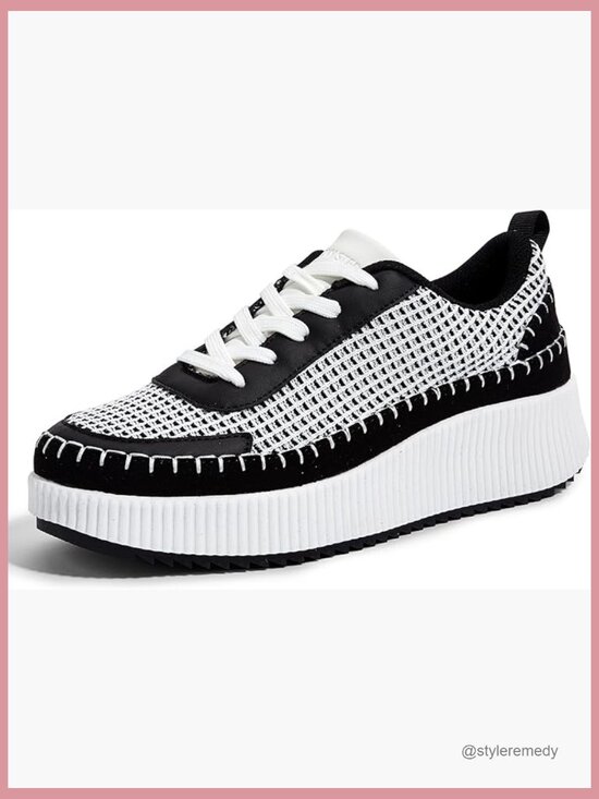 Shoes - Women's Platform Sneakers Rhinestone Fashion Chunky Casual Retro Braided